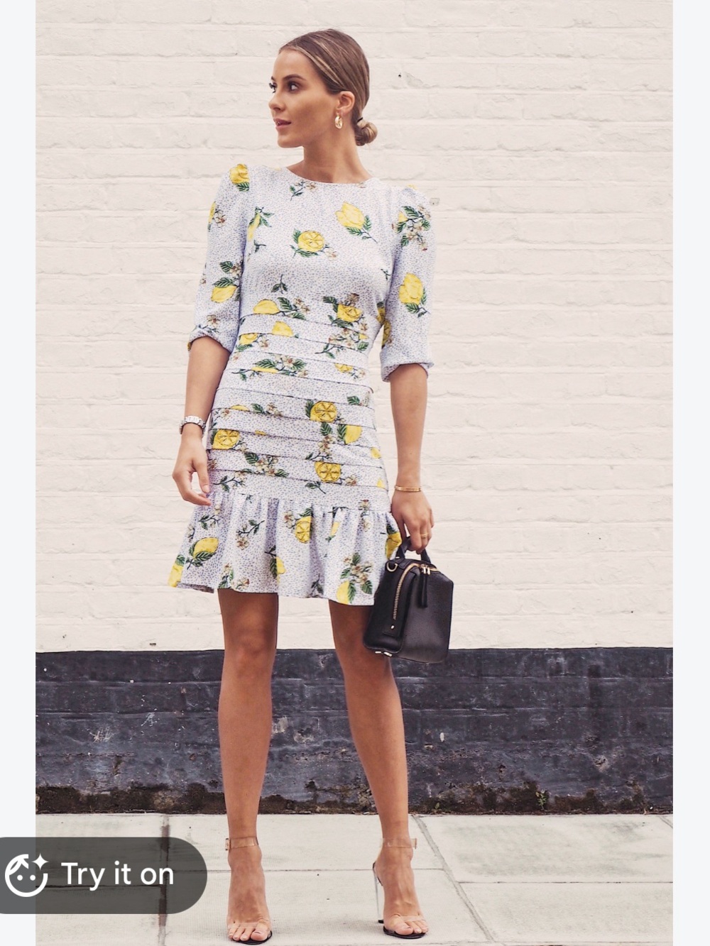 Never Fully Dressed Light Blue Mini Dress with Yellow Floral Print